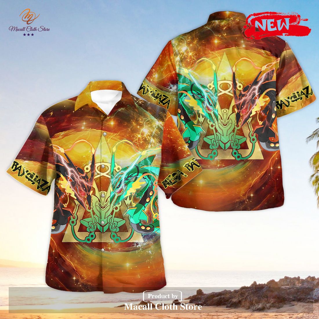 Mega And Shiny Rayquaza Premium Design Hawaiian Shirt and Short