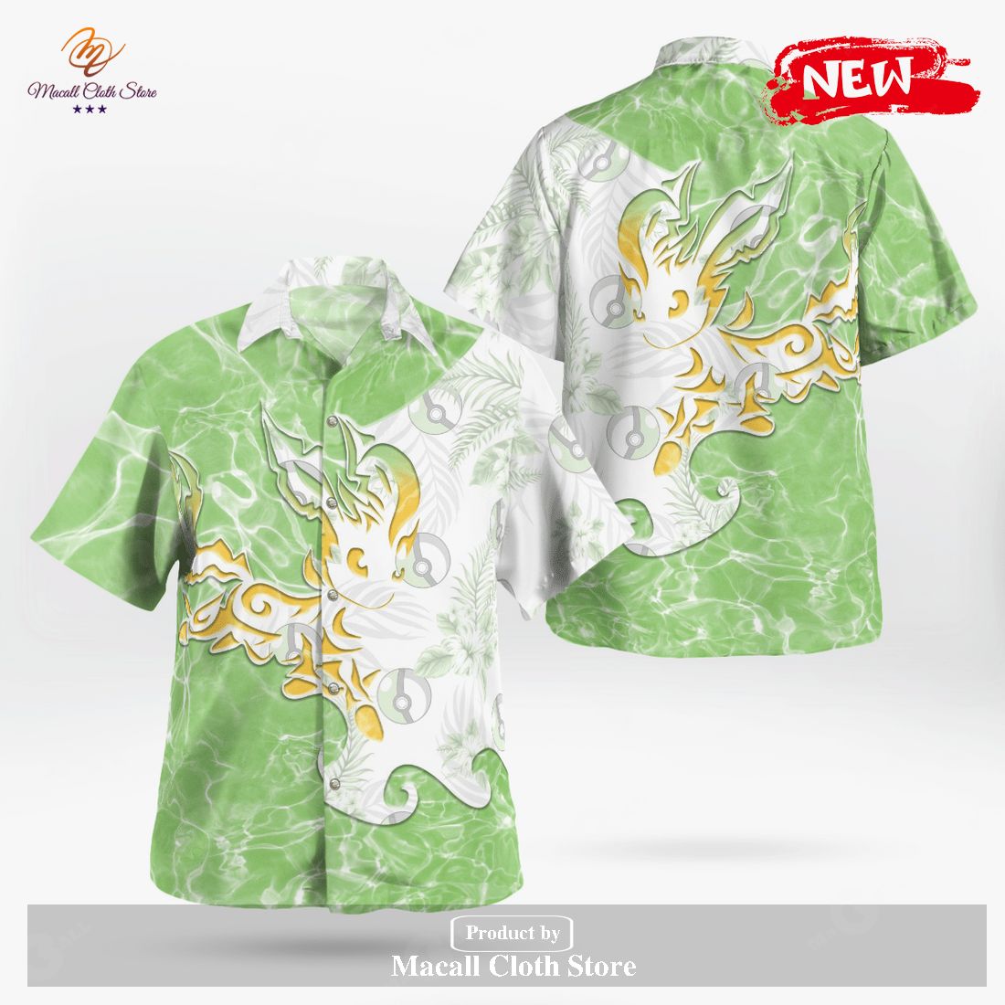 Trial Eevee Leafeon Design Hawaiian Shirt and Short
