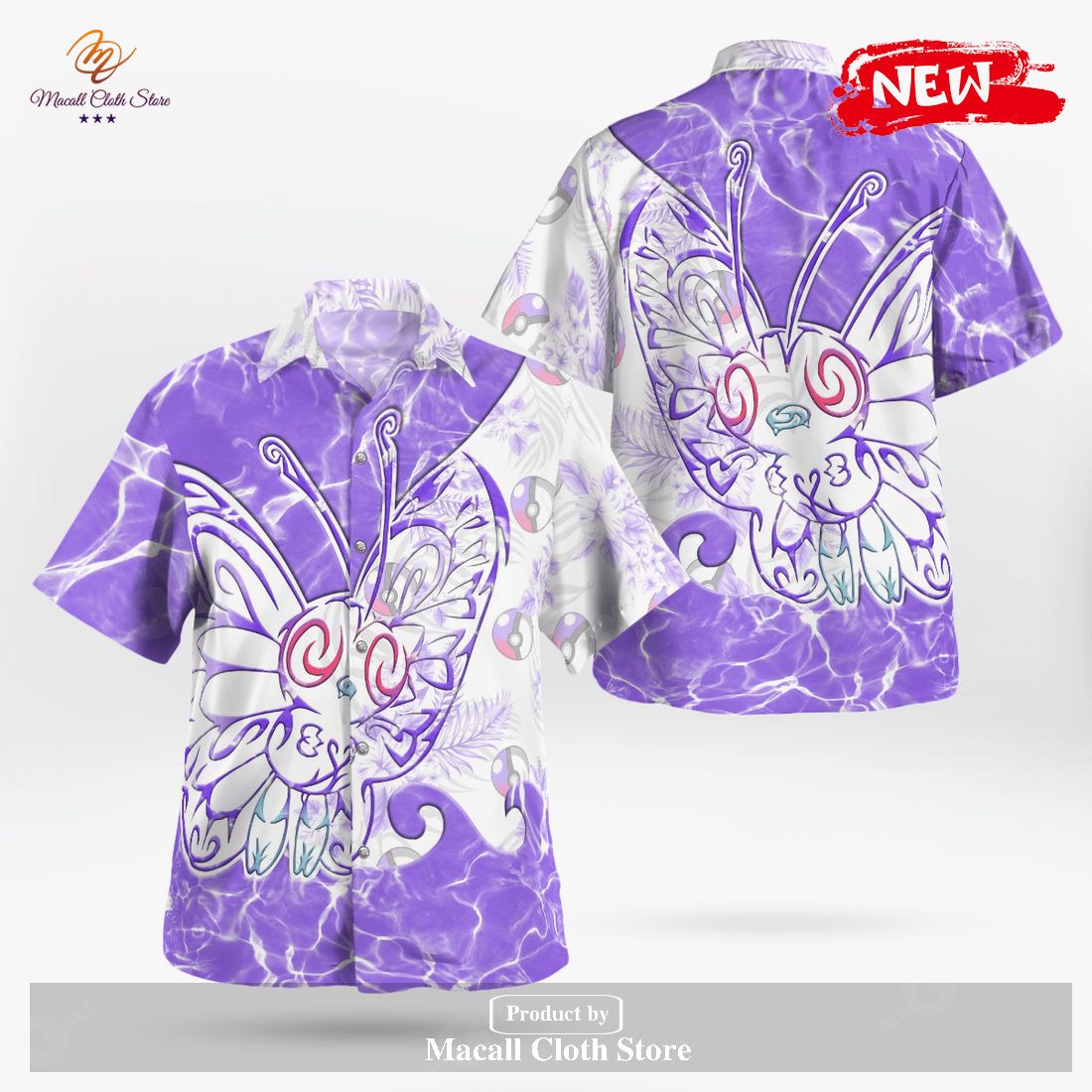 Tribal Butterfree Pkm Design Hawaiian Shirt and Short Tribal Butterfree Pkm Design Hawaiian Shirt and Short