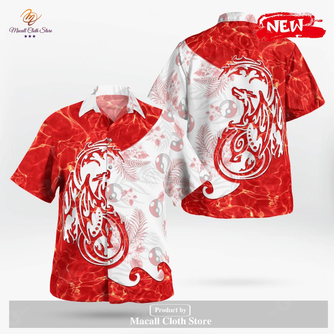 Tribal Charizard V2 Design Hawaiian Shirt and Short