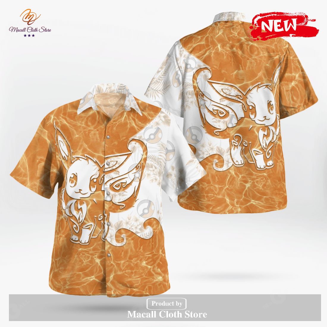 Tribal Eevee Design Hawaiian Shirt and Short Tribal Eevee Design Hawaiian Shirt and Short