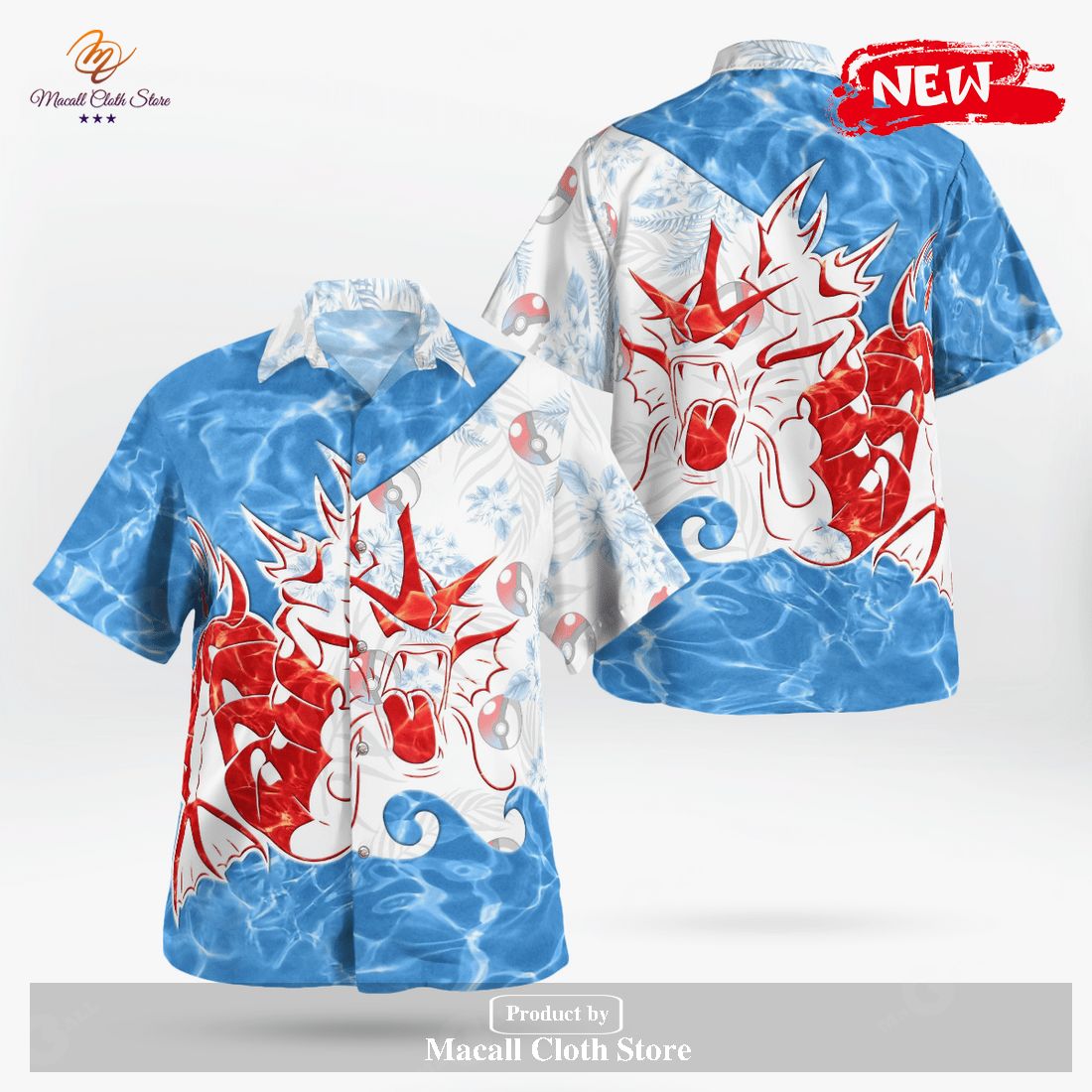 Tribal Gyarados Design Hawaiian Shirt and Short - Macall Cloth Store ...