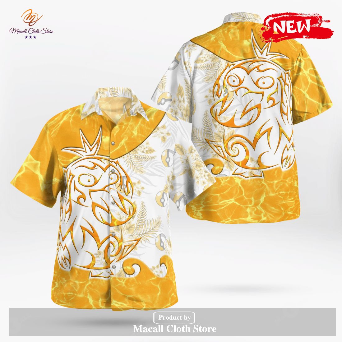 Tribal Psyduck Design Hawaiian Shirt and Short - Macall Cloth Store ...