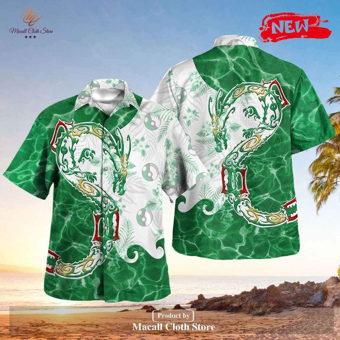 Tribal Rayquaza Design Hawaiian Shirt and Short