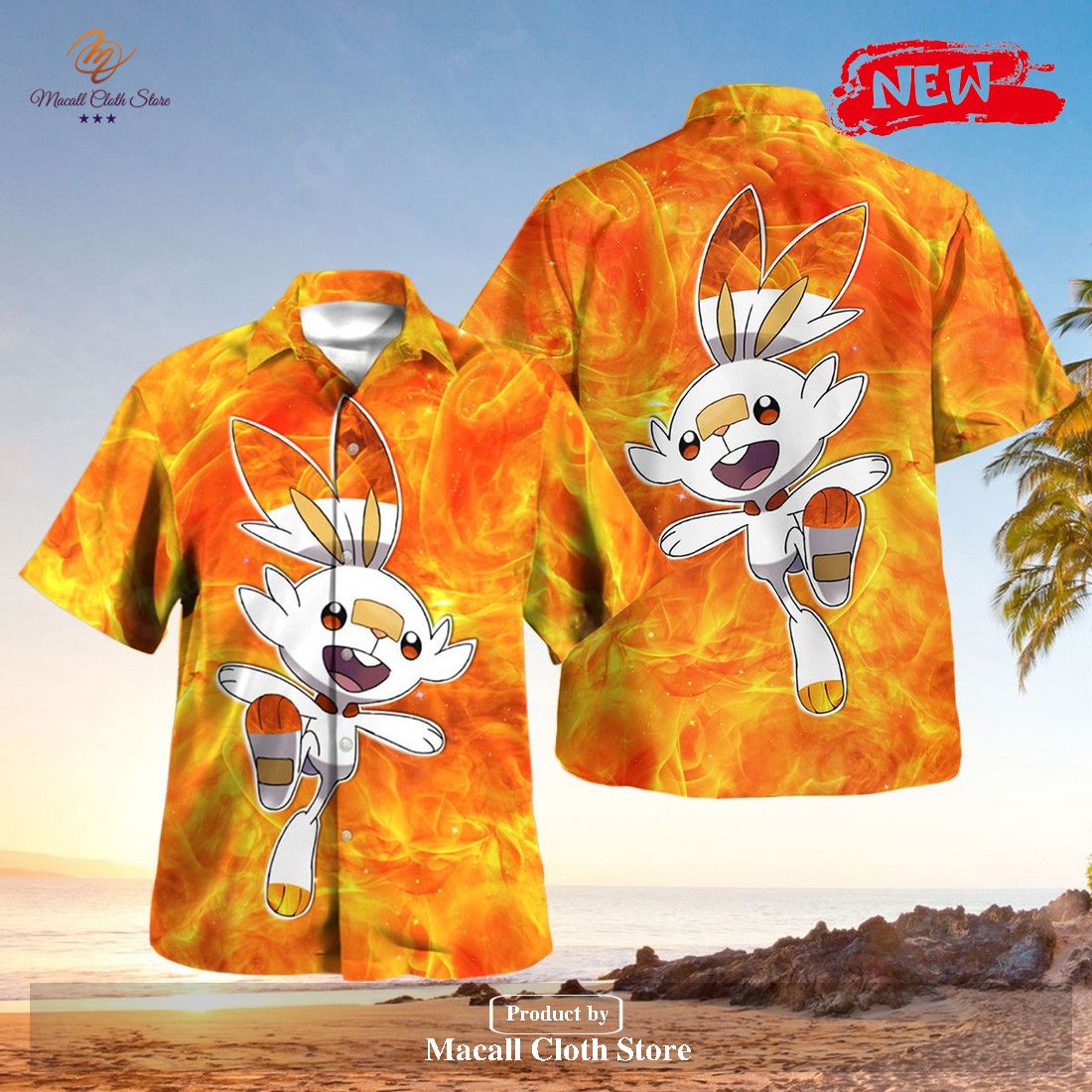 Tribal Scorbunny Design Hawaiian Shirt and Short Tribal Scorbunny Design Hawaiian Shirt and Short
