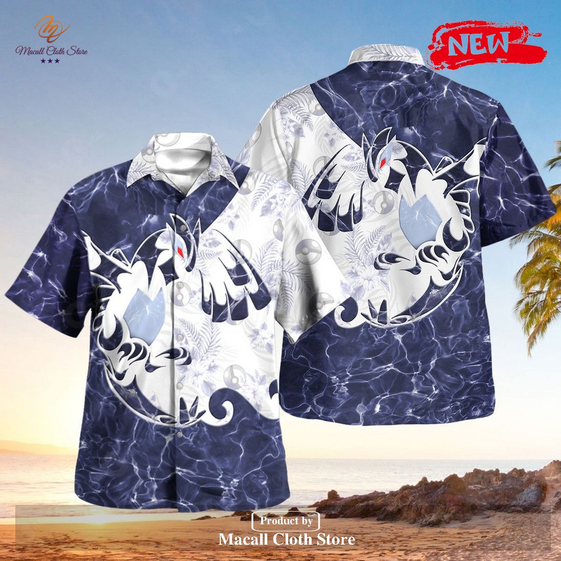 Tribal Shadow Lugia Design Hawaiian Shirt and Short Tribal Shadow Lugia Design Hawaiian Shirt and Short