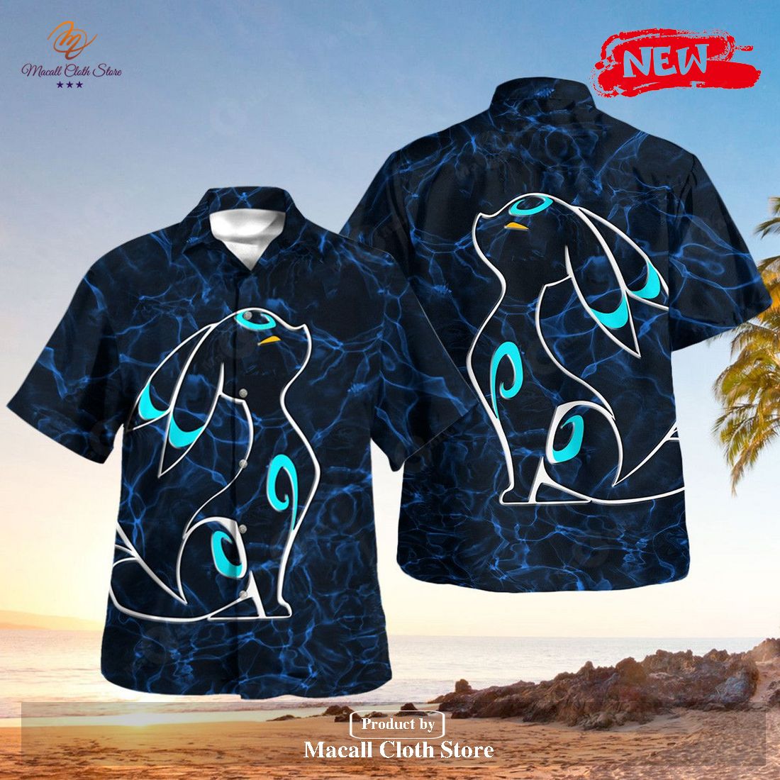 Tribal Shiny Umbreon Full Background Design Hawaiian Shirt and Short Tribal Shiny Umbreon Full Background Design Hawaiian Shirt and Short
