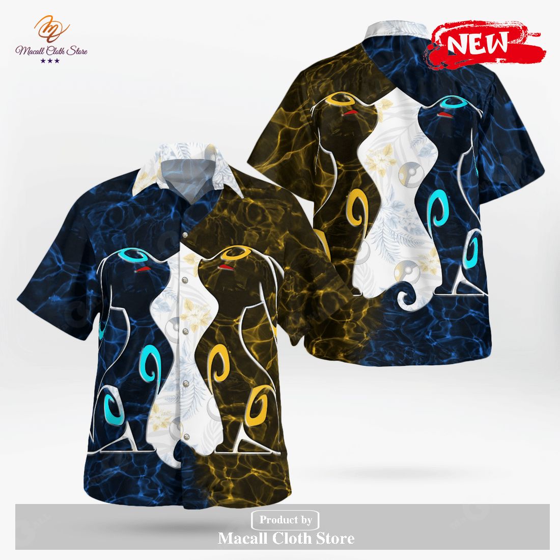 Tribal Umbreon And Shiny Umbreon Design Hawaiian Shirt and Short