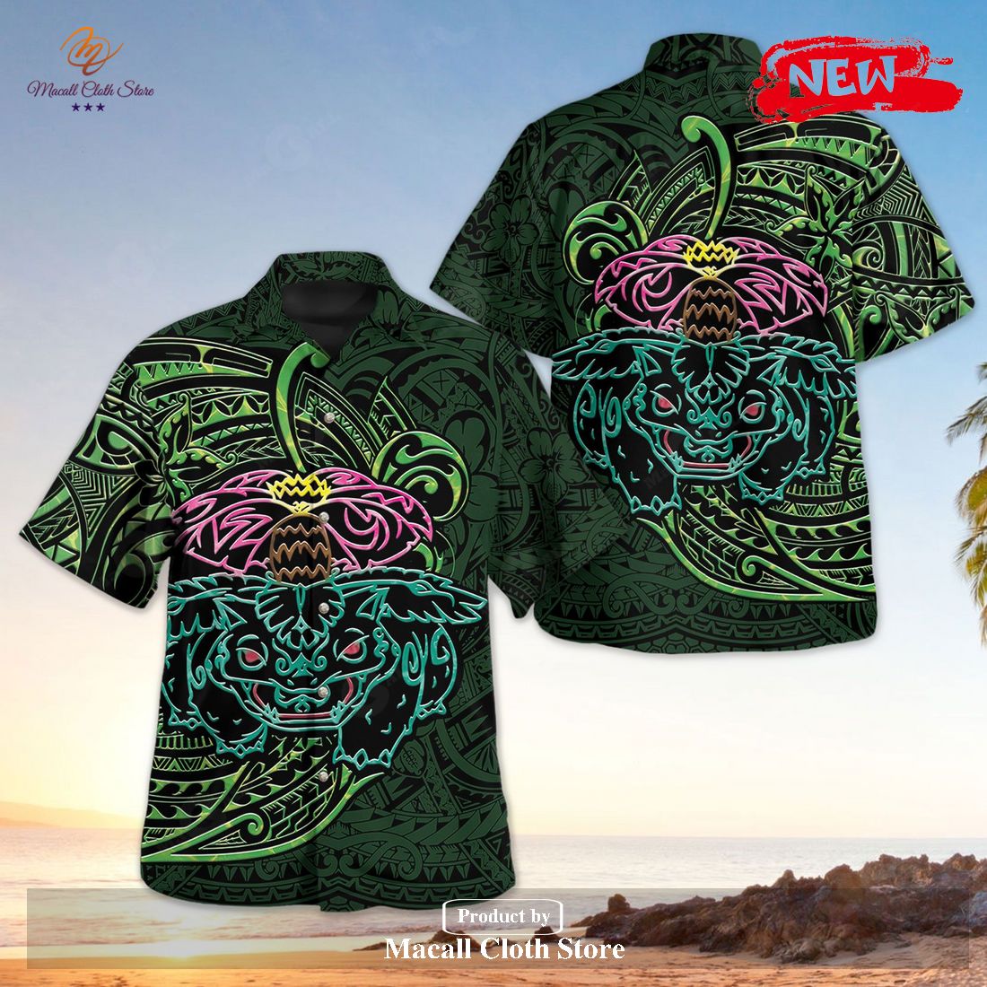Venusaur Polynesian Premium Design Hawaiian Shirt and Short Venusaur Polynesian Premium Design Hawaiian Shirt and Short