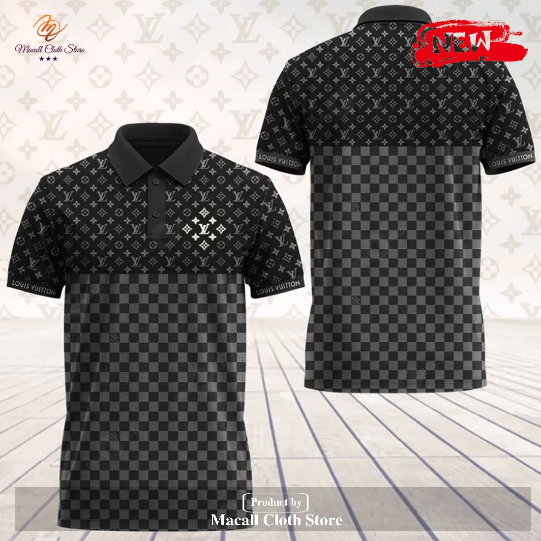 Black Louis Vuitton Hot Design Casual Shirt For Men Polo Shirt