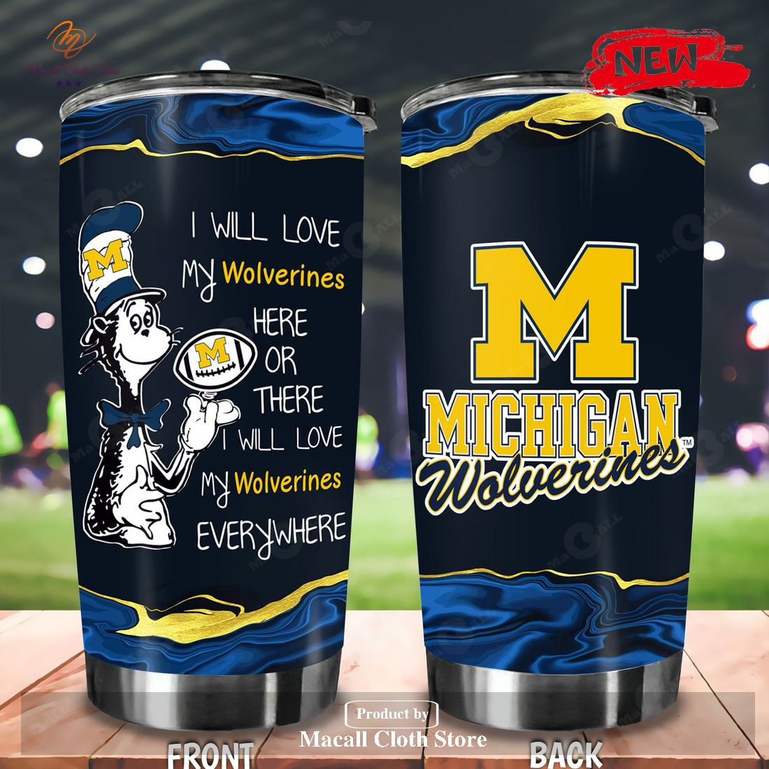Michigan Wolverines-Seuss NFL Blue Luxury Style Gift For Sport Fan Tumbler