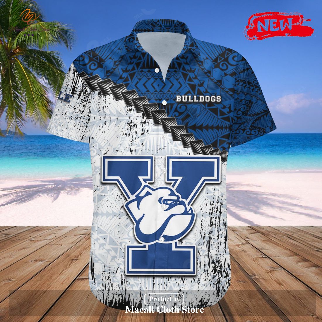 Yale Bulldogs NCAA Grunge Polynesian Tattoo Hawaiian Shirt and Short Yale Bulldogs NCAA Grunge Polynesian Tattoo Hawaiian Shirt and Short