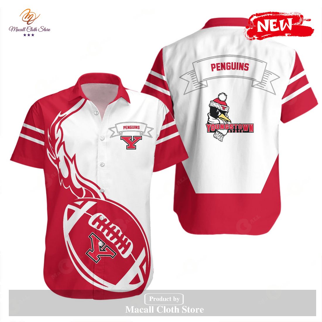 Youngstown State Penguins NCAA Flame Ball Hawaiian Shirt and Short