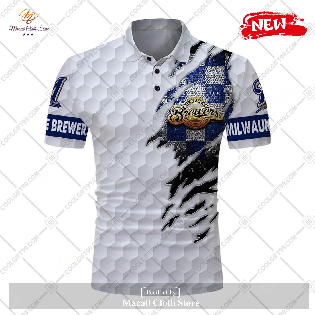 MLB Milwaukee Brewers Logo Golf Polo Shirt For Men And Women