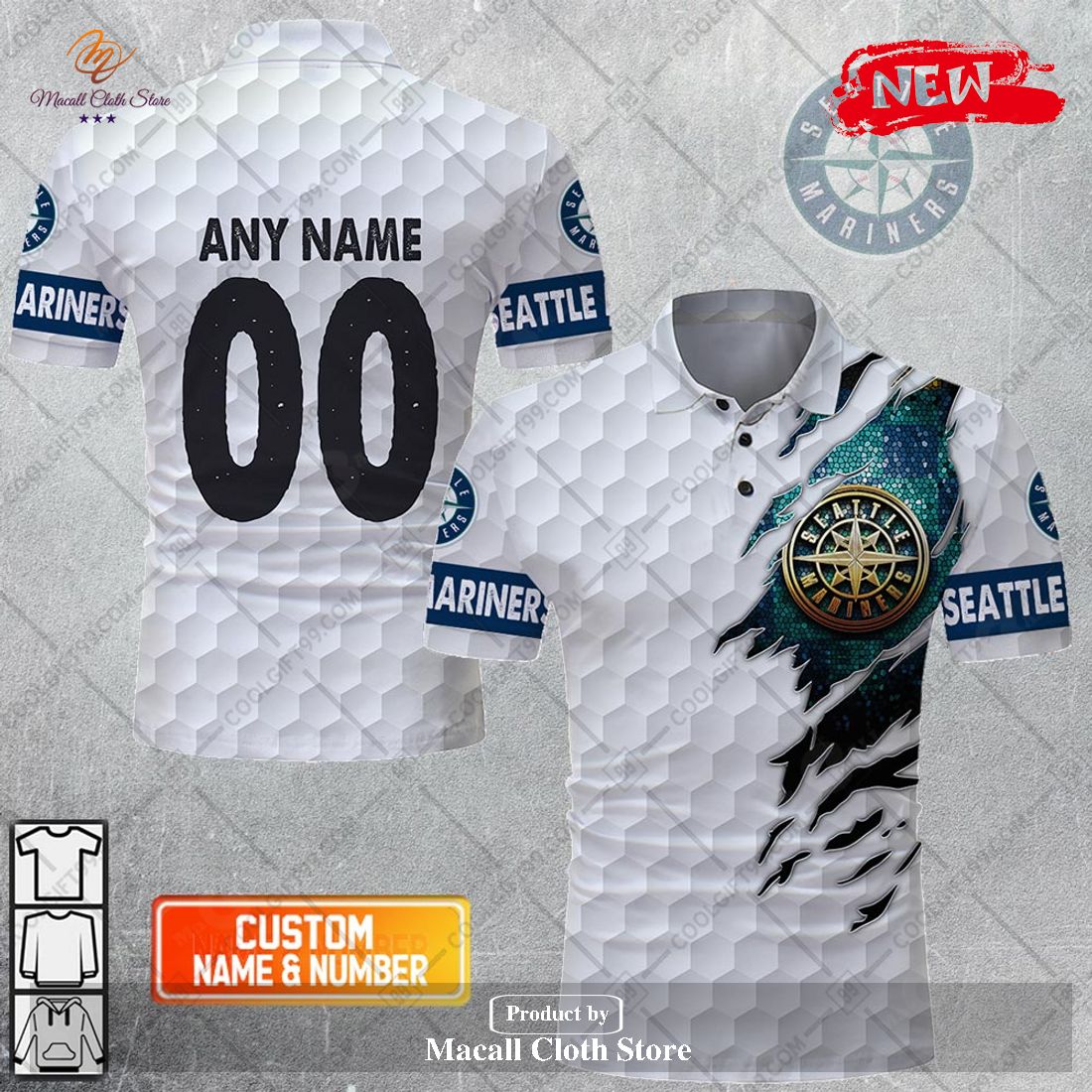 MLB Seattle Mariners Logo Golf Polo Shirt For Men And Women