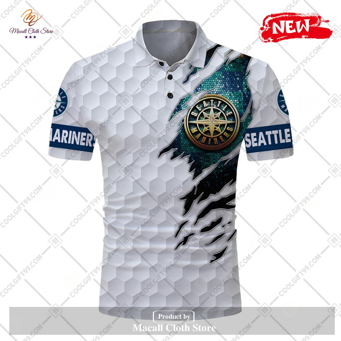 MLB Seattle Mariners Logo Golf Polo Shirt For Men And Women - Freedomdesign