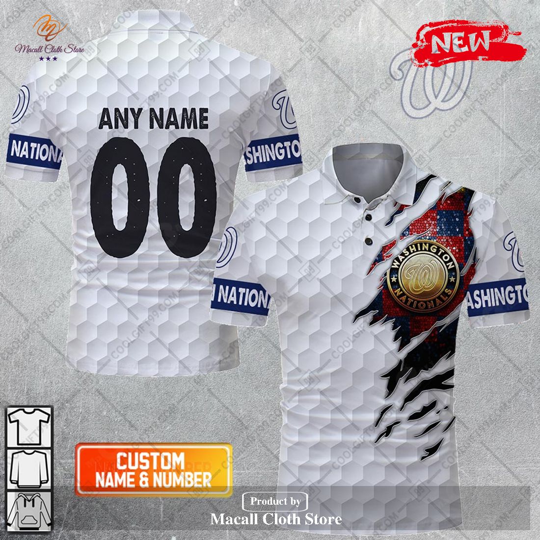 Personalized MLB Washington Nationals Mix Golf Style For Men Women Polo Shirt