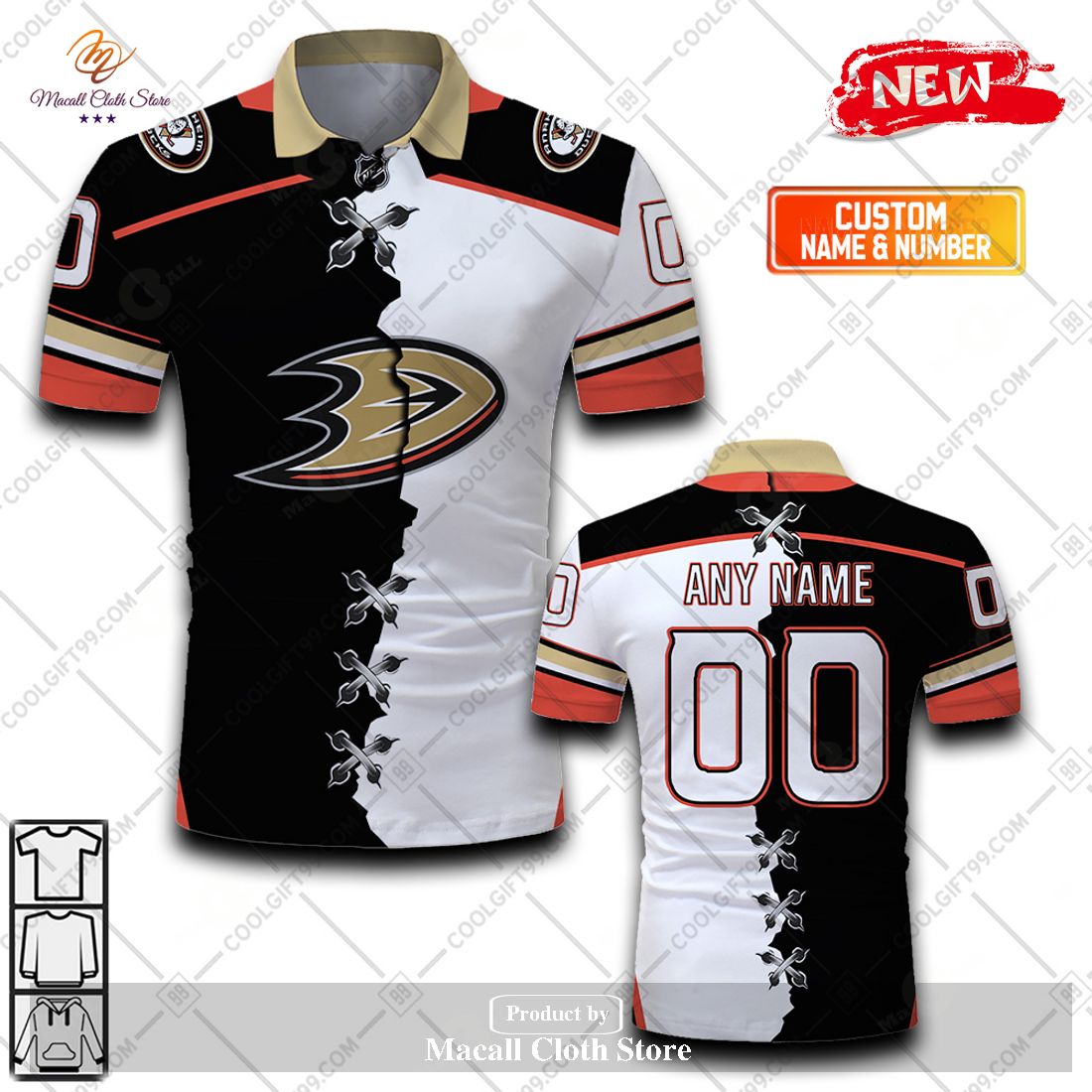 Personalized NHL Anaheim Ducks Mix Jersey Style For Men Women Polo Shirt