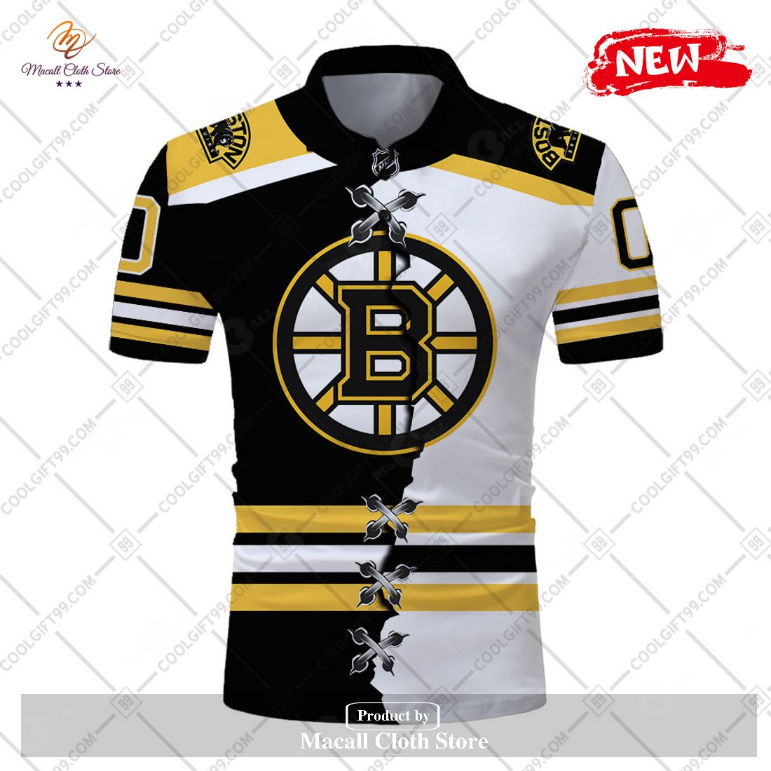 Personalized NHL Boston Bruins Mix Jersey Style For Men Women Polo Shirt