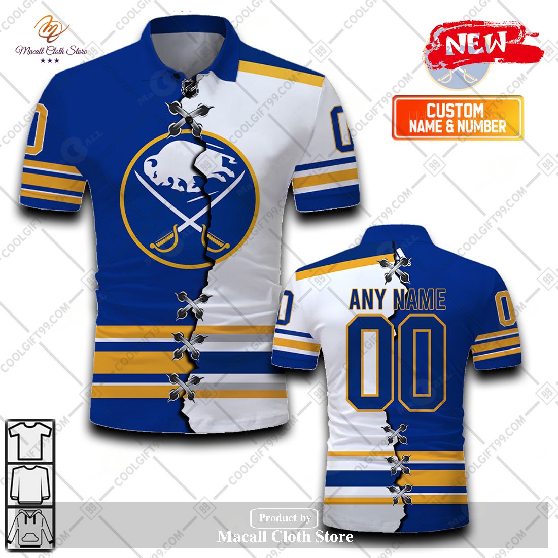 Personalized NHL Buffalo Sabres Mix Jersey Style For Men Women Polo Shirt
