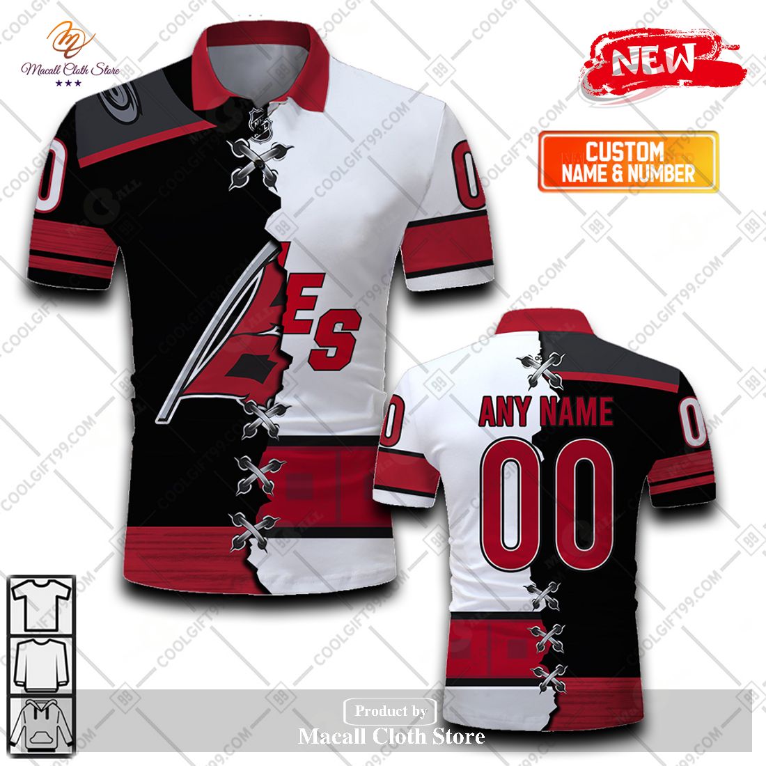 Personalized NHL Carolina Hurricanes Mix Jersey Style For Men Women Polo Shirt