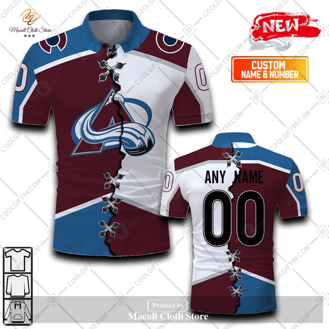 Personalized NHL Colorado Avalanche Mix Jersey Style For Men Women Polo Shirt