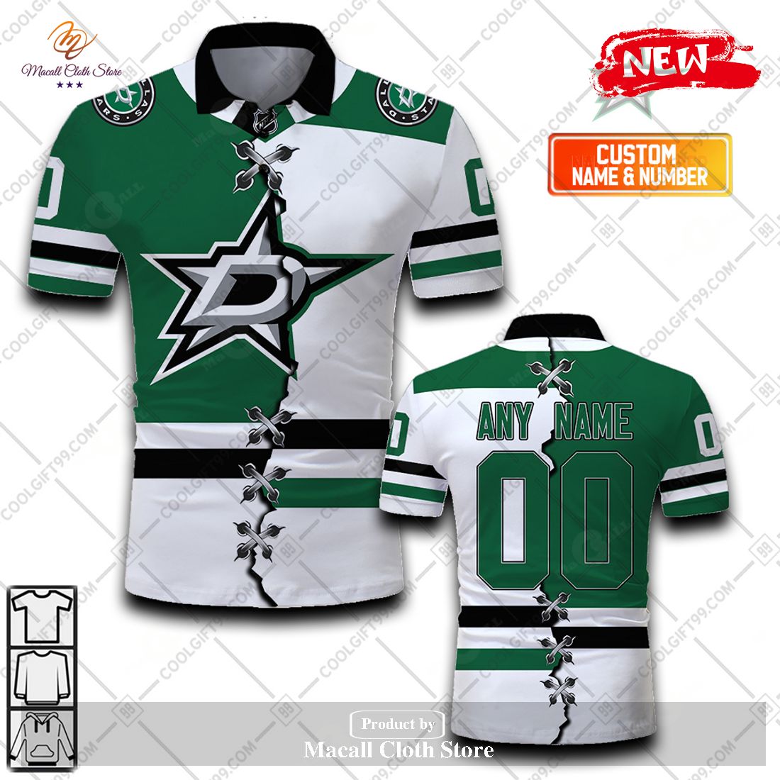 Dallas Stars Custom Name And Number NHL Fans Polo Shirt - Freedomdesign