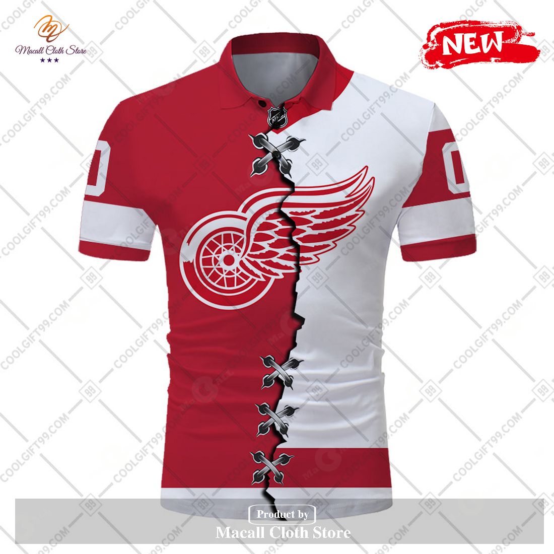 Personalized NHL Detroit Red Wings Mix Jersey Style For Men Women Polo Shirt