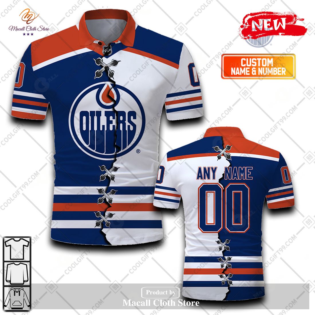 Personalized NHL Edmonton Oilers Mix Jersey Style For Men Women Polo Shirt