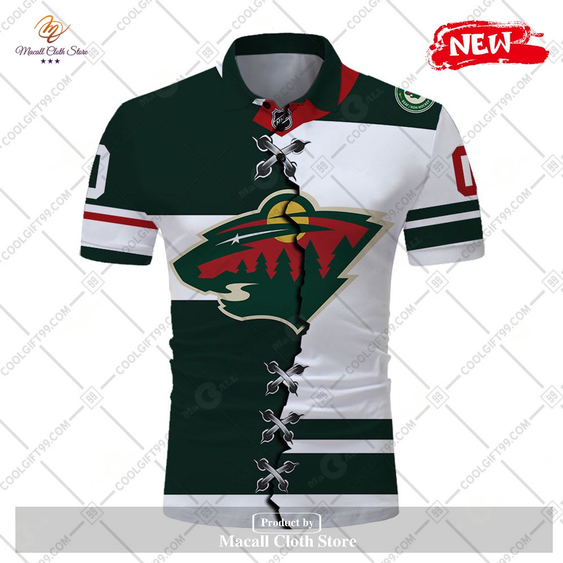Personalized NHL Minnesota Wild Mix Jersey Style For Men Women Polo Shirt