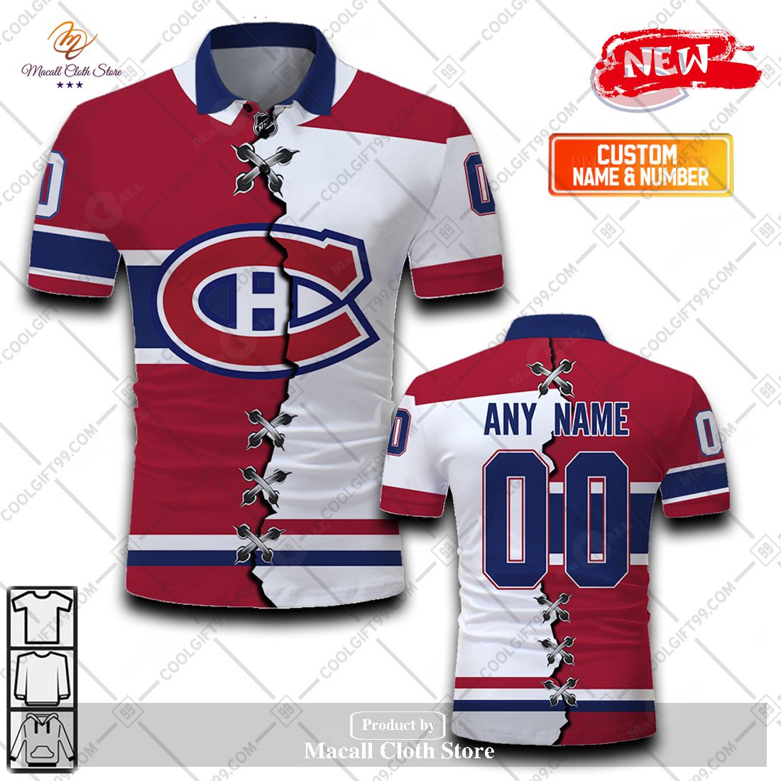 Personalized NHL Montreal Canadiens Mix Jersey Style For Men Women Polo Shirt