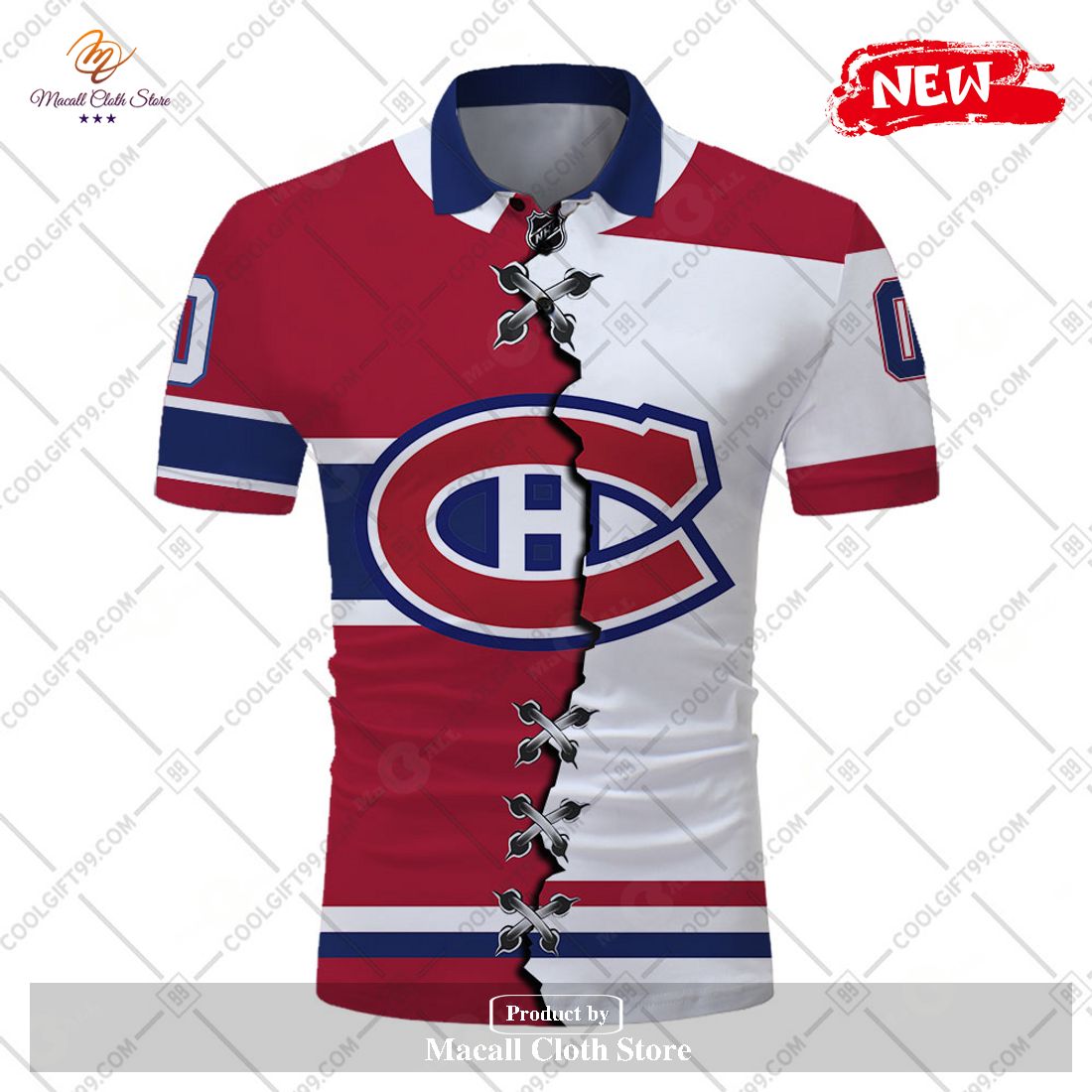Personalized NHL Montreal Canadiens Mix Jersey Style For Men Women Polo Shirt