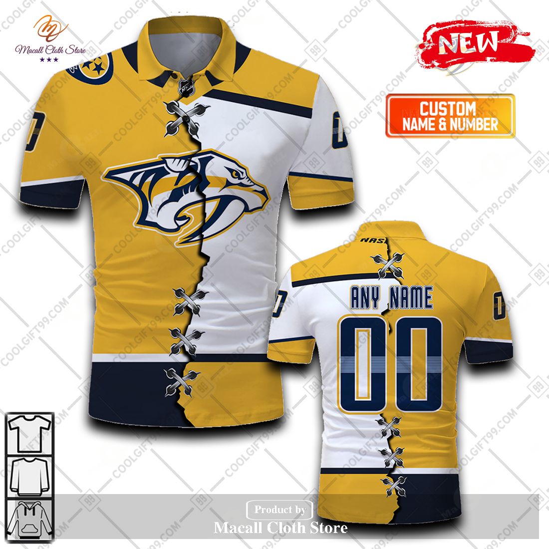 Personalized NHL Nashville Predators Mix Jersey Style For Men Women Polo Shirt