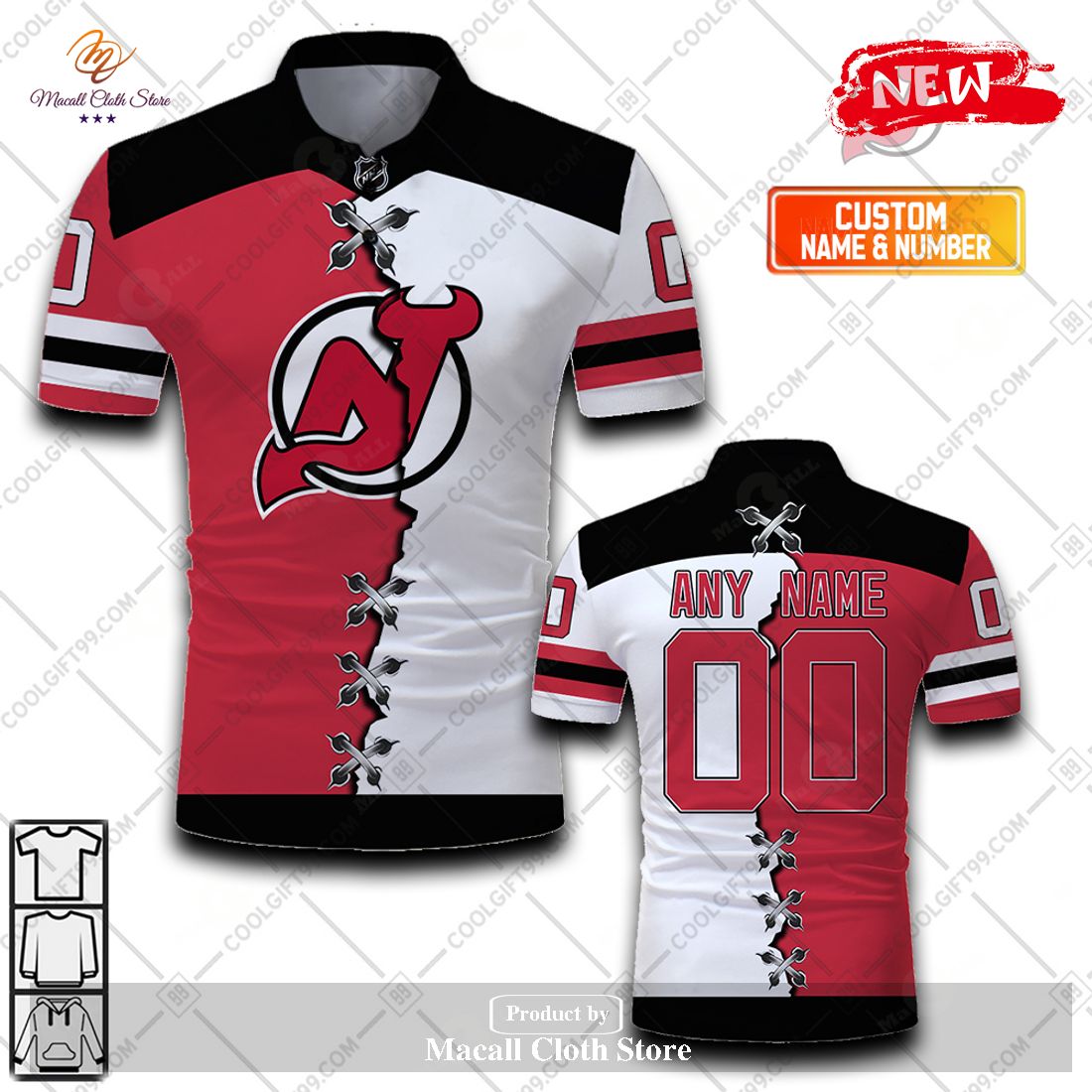 Personalized NHL New Jersey Devils Mix Jersey Style For Men Women Polo Shirt