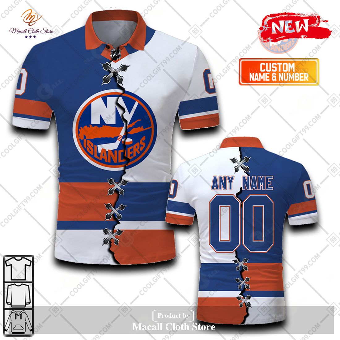 Personalized NHL New York Islanders Mix Jersey Style For Men Women Polo Shirt