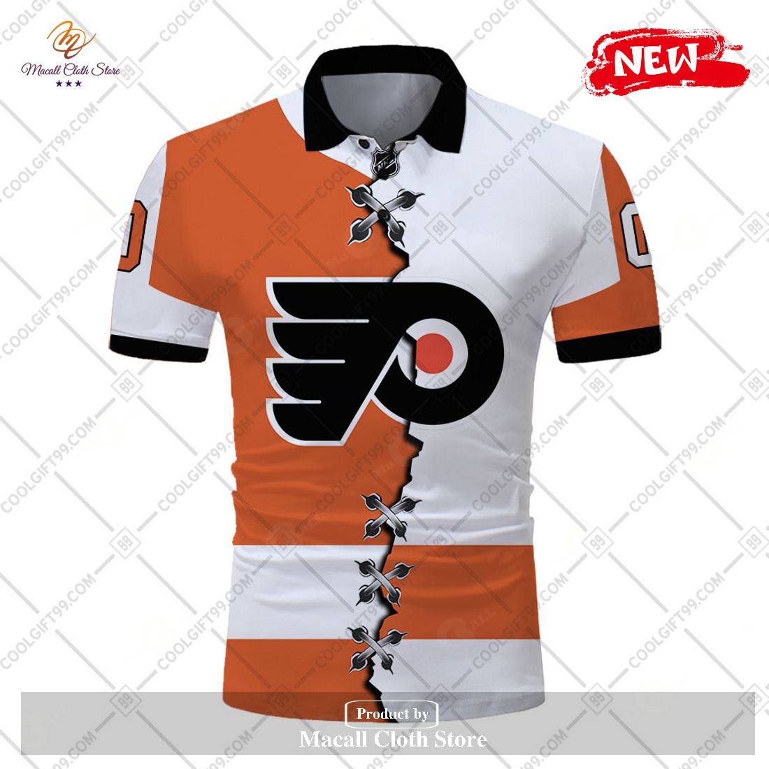 Personalized NHL Philadelphia Flyers Mix Jersey Style For Men Women Polo Shirt