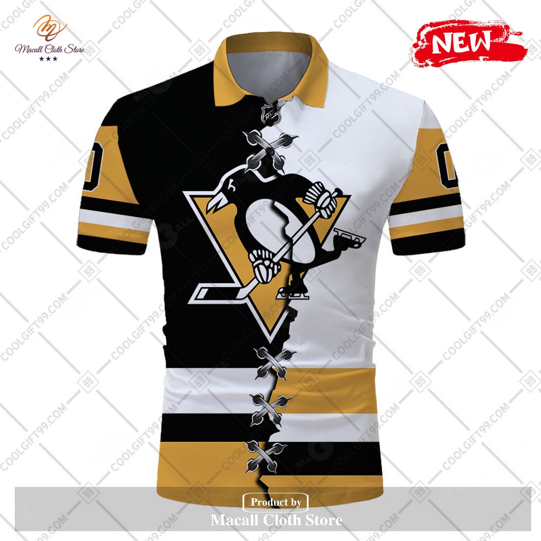 Personalized NHL Pittsburgh Penguins Mix Jersey Style For Men Women Polo Shirt