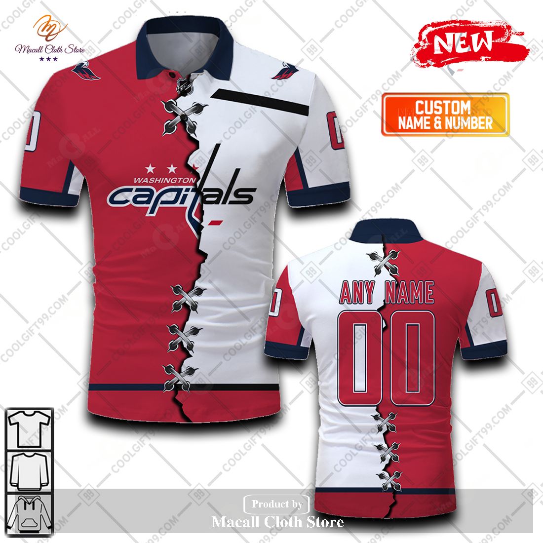 Personalized NHL Washington Capitals Mix Jersey Style For Men Women Polo Shirt Personalized NHL Washington Capitals Mix Jersey Style For Men Women Polo Shirt