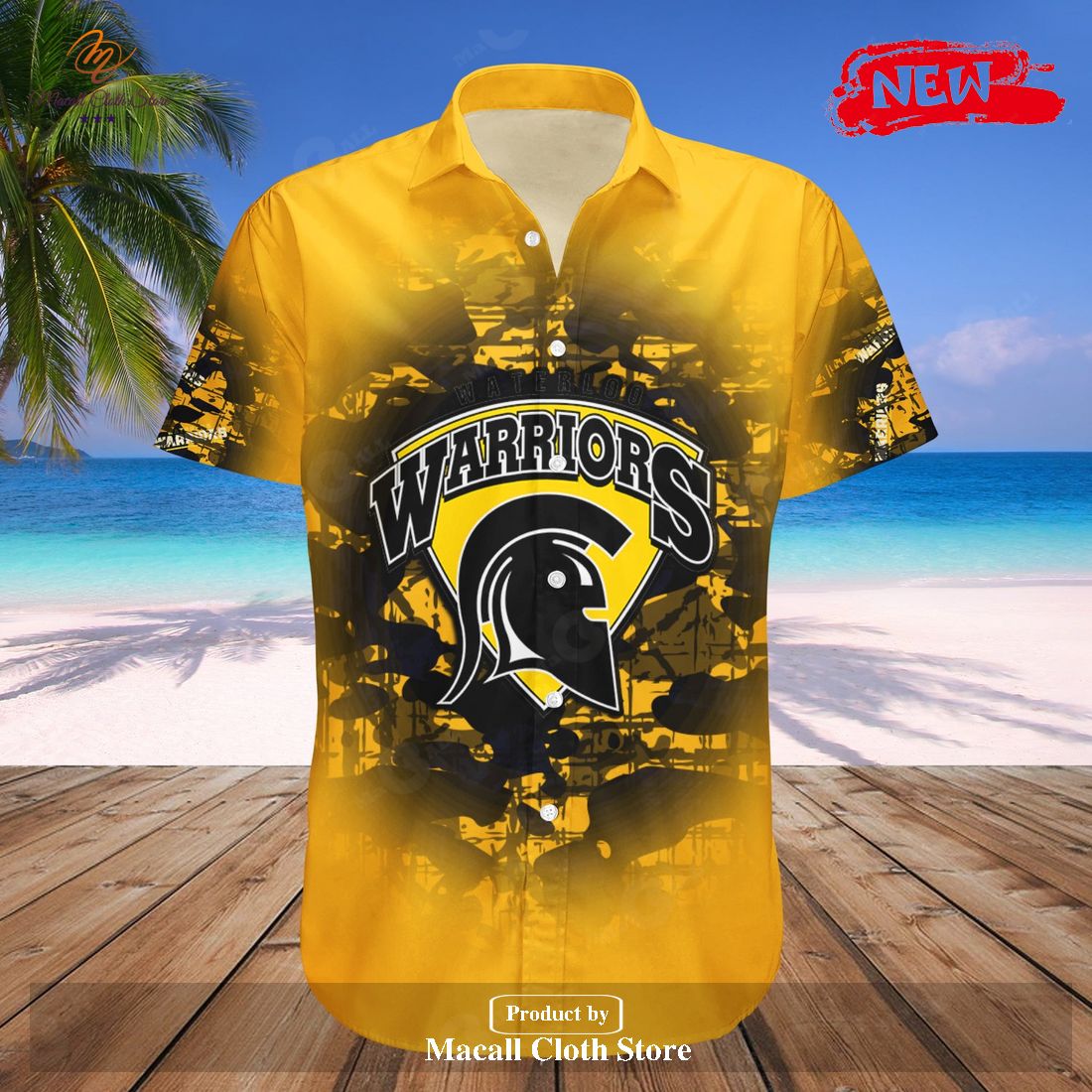 Personalized Waterloo Warriors NCAA Camouflage Vintage Hawaiian Shirt and Shorts