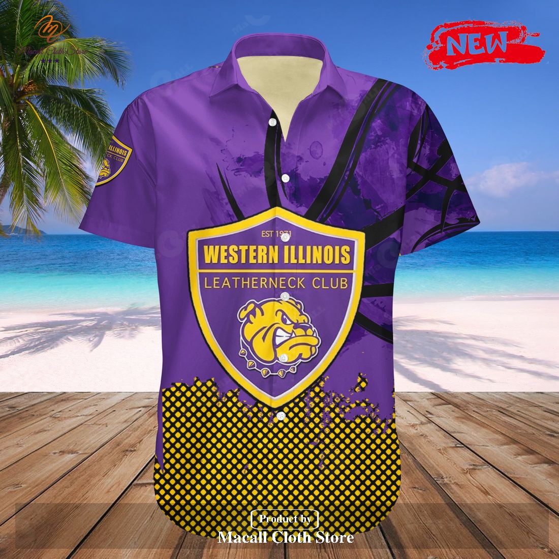 Personalized Western Illinois Leathernecks NCAA Basketball Net Grunge Pattern Hawaiian Shirt and Shorts