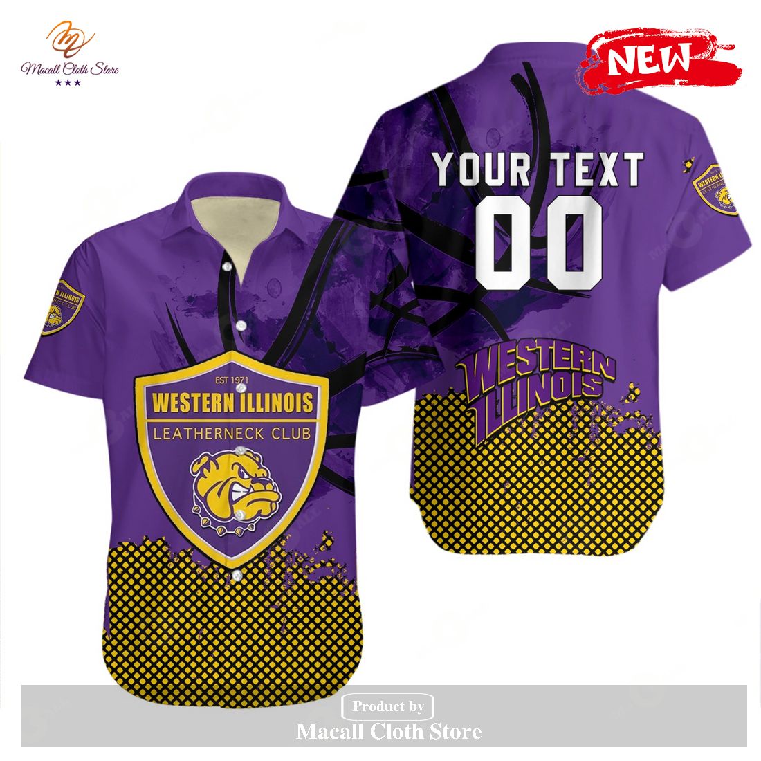 Personalized Western Illinois Leathernecks NCAA Basketball Net Grunge Pattern Hawaiian Shirt and Shorts