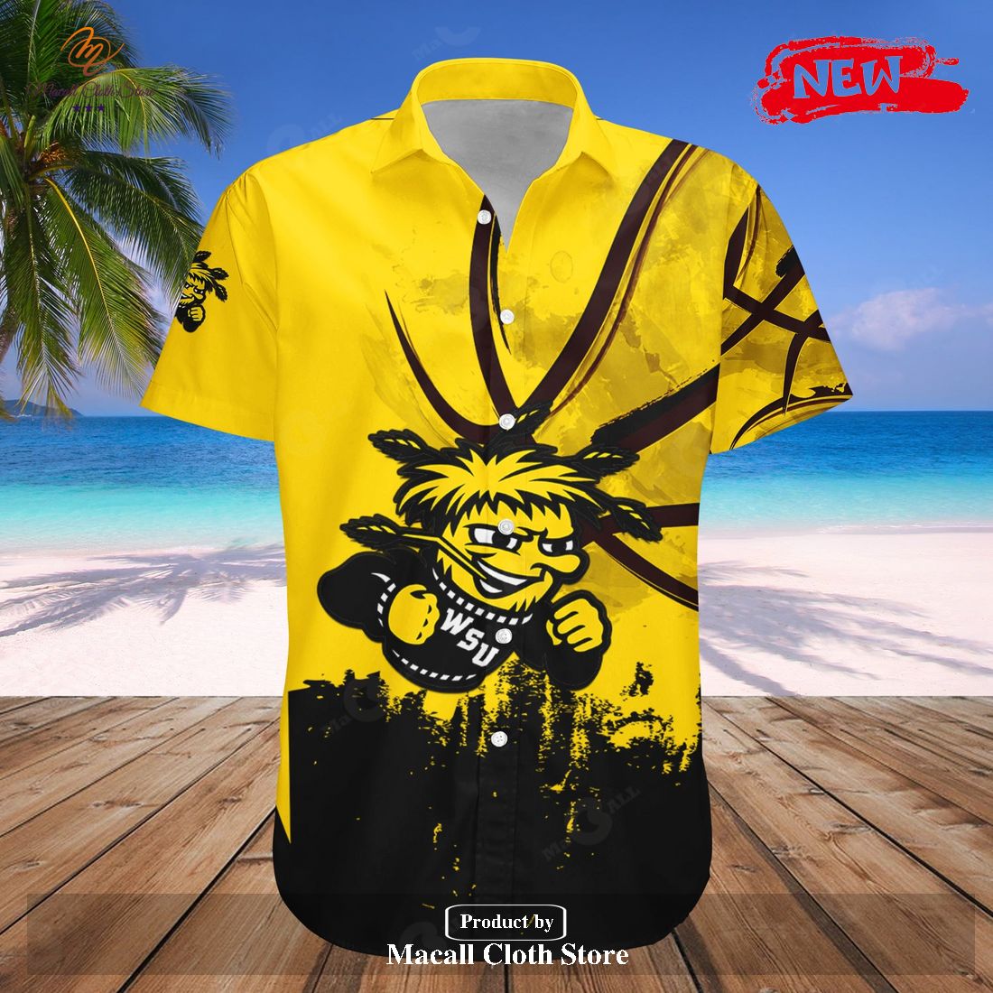 Personalized Wichita State Shockers NCAA Basketball Net Grunge Pattern Hawaiian Shirt and Shorts