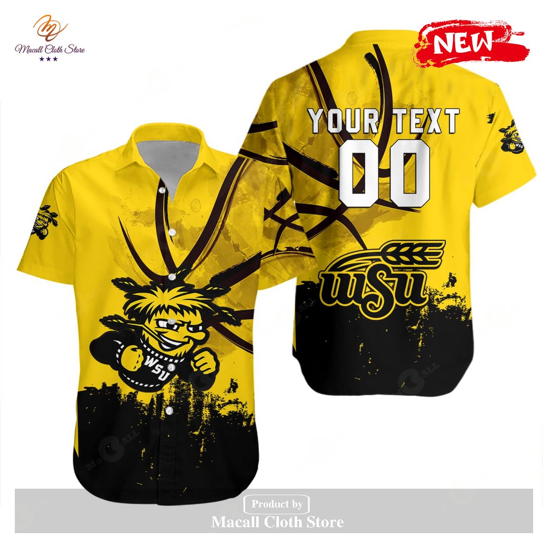 Personalized Wichita State Shockers NCAA Basketball Net Grunge Pattern Hawaiian Shirt and Shorts