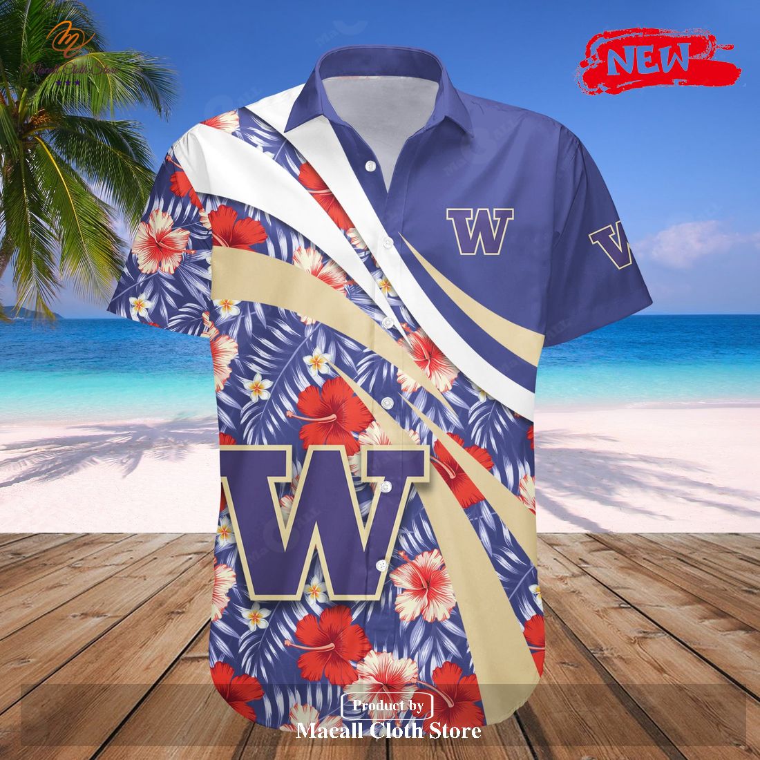 Washington Huskies NCAA Hibiscus Sport Special Style Hawaiian Shirt and Shorts Washington Huskies NCAA Hibiscus Sport Special Style Hawaiian Shirt and Shorts
