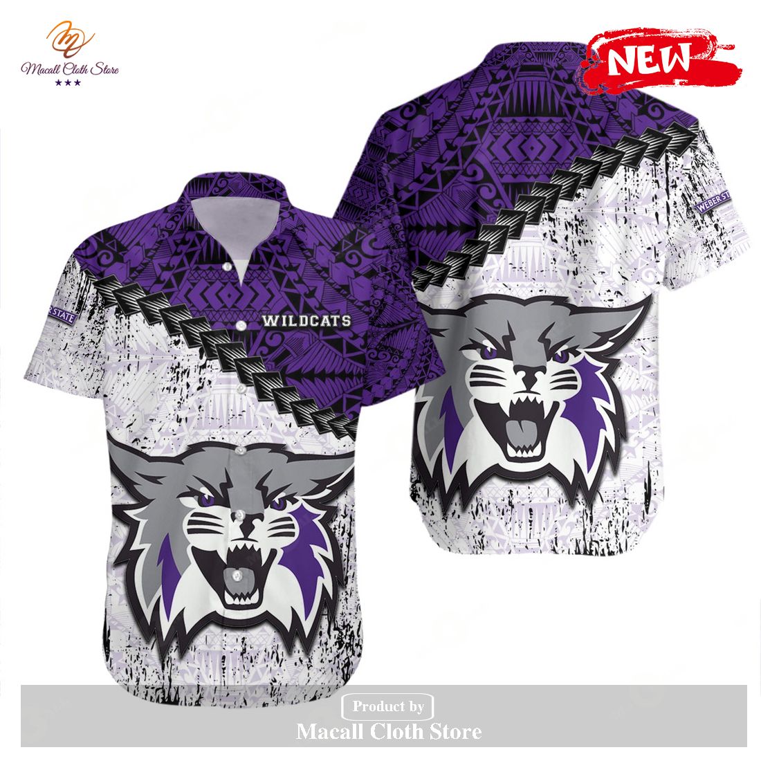 Weber State Wildcats NCAA Grunge Polynesian Tattoo Hawaiian Shirt and Shorts