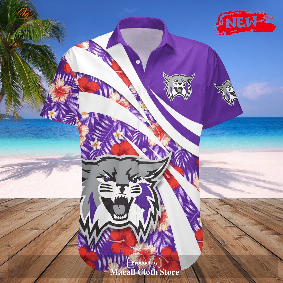 Weber State Wildcats NCAA Hibiscus Sport Style Hawaiian Shirt and Shorts