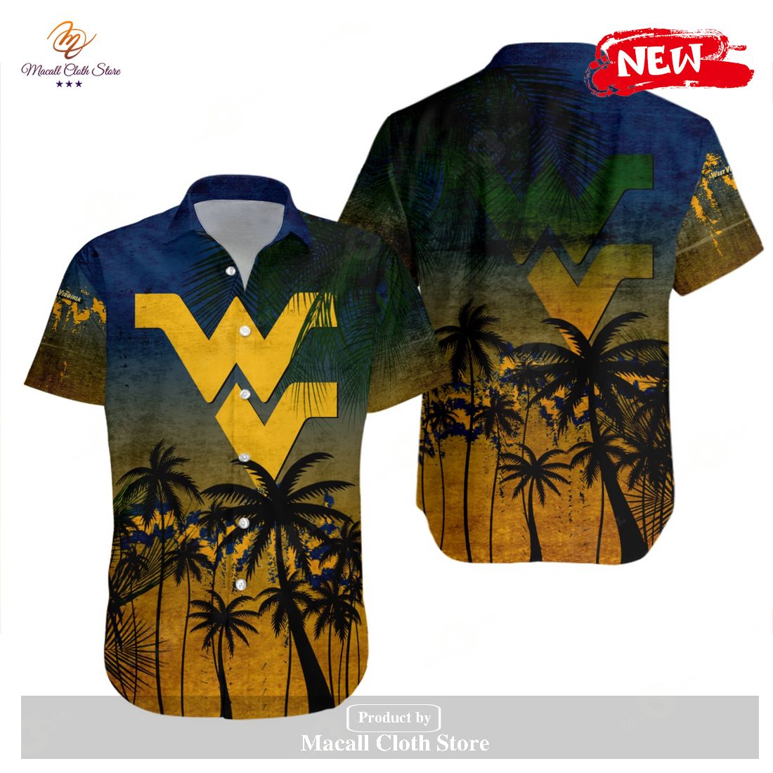 West Virginia Mountaineers NCAA Coconut Tree Tropical Grunge Hawaiian Shirt and Shorts