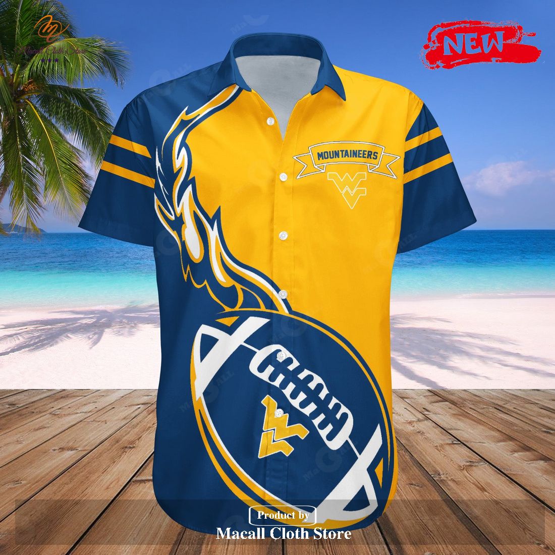 West Virginia Mountaineers NCAA Flame Ball Hawaiian Shirt and Shorts