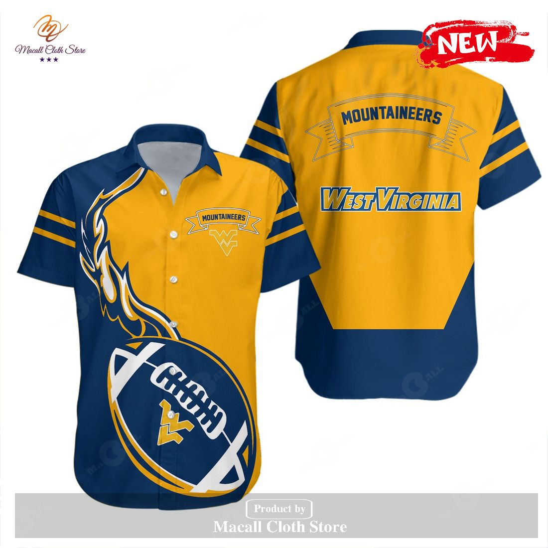 West Virginia Mountaineers NCAA Flame Ball Hawaiian Shirt and Shorts