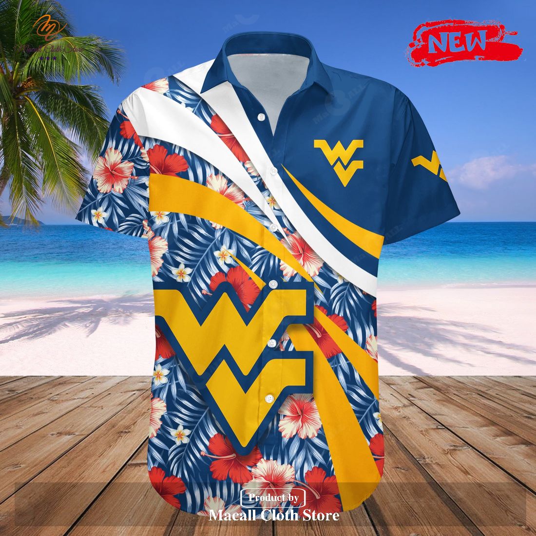 West Virginia Mountaineers NCAA Hibiscus Sport Style Hawaiian Shirt and Shorts